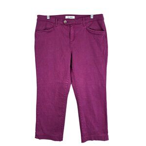Womens Purple Lila Ryan Cropped Pants High Rise Cotton Blend Stretch Size 14